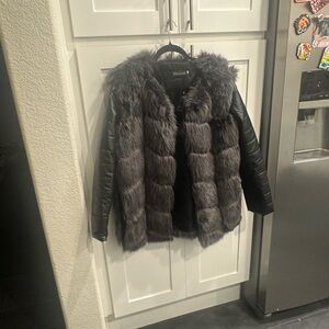 Chicwish Black and Gray Teddy Jacket